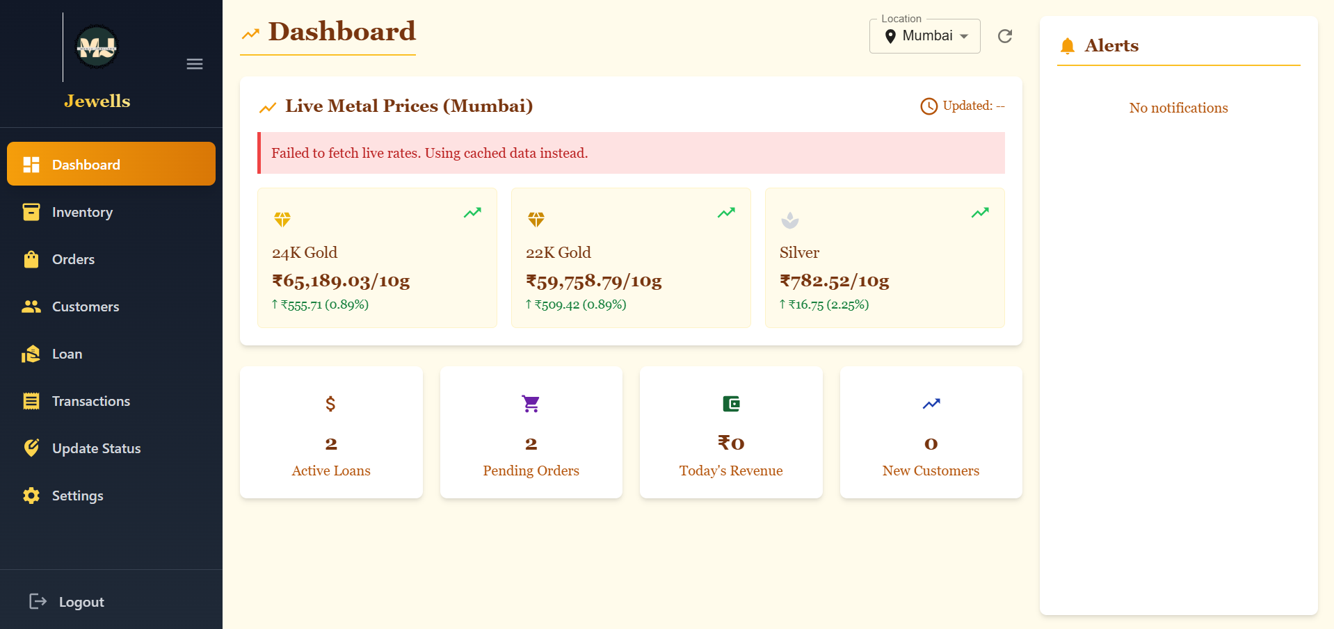 Jewellery Shop Owner Portal